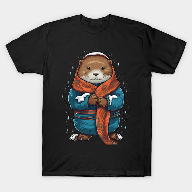 Otter in Winter T-Shirt by difrats